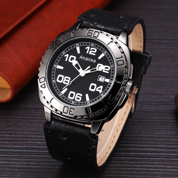 

019ananke men's fashion casual watch quartz men's clock, Slivery;brown