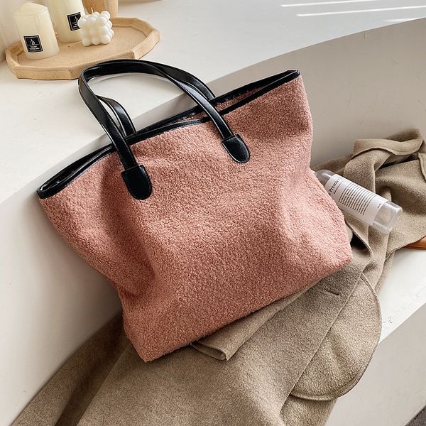 

fashion faux fur shoulder messenger bag women winter soft big capacity ladies crossbody bag plush tote handbag bolsa female