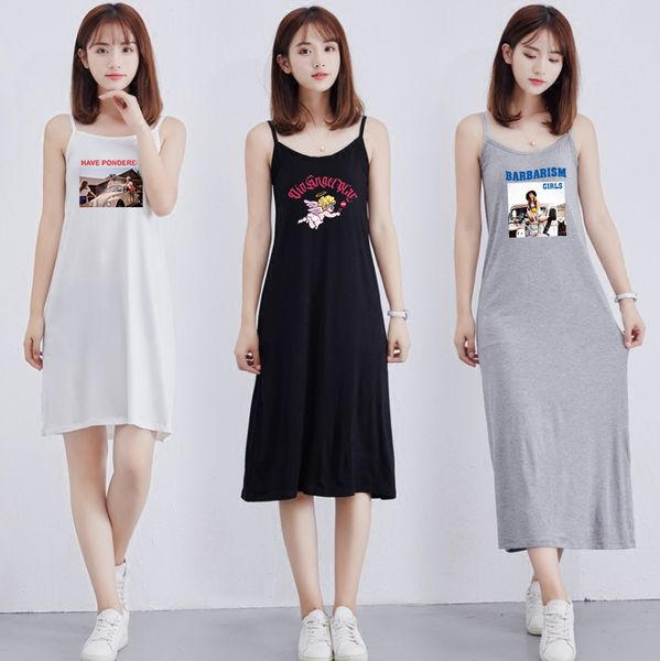 

fashion women's dress summer new breathable trend casual half-length skirt with printed pattern dress size -xl-2, Black;gray