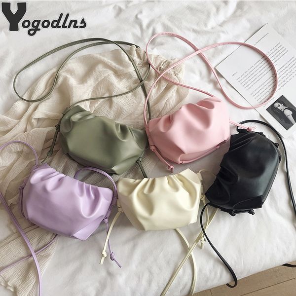 

new pleated cloud women bag pu leather shoulder bag fashion crossbody simple design handbags for girls messenger phone