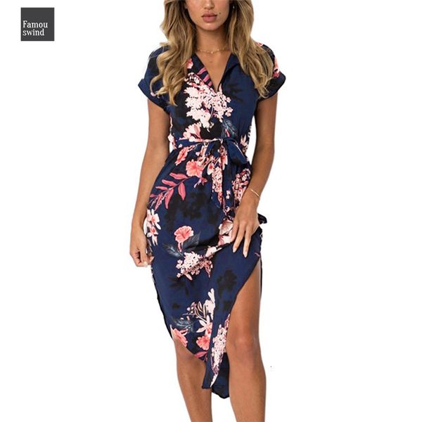 

midi bandage dress boho summer women beach dresses irregular hem tunic short sleeve elegant 2019 party dress, Black;gray