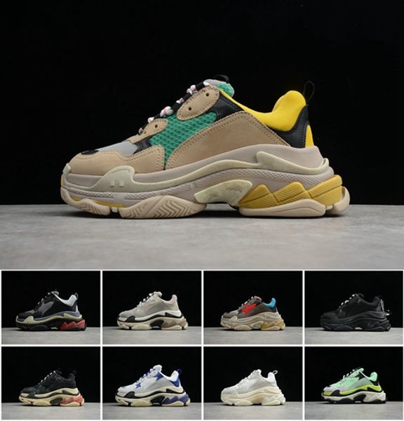 

2019 multi luxury triple s designer low old dad sneaker combination soles boots mens womens fashion casual shoes high size 36-45, White;red