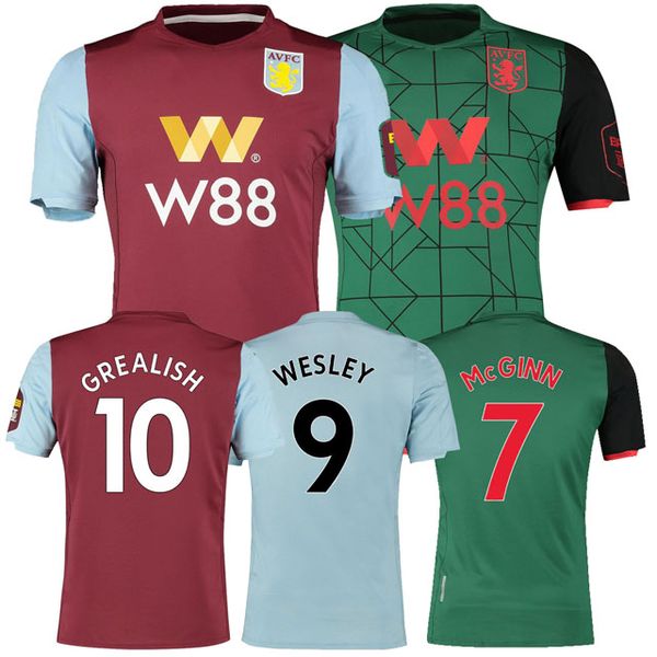 

19 20 aston villa away soccer jerseys 2019 20 home third wesley grealish el ghazi hutton mcginn kodja men kit football shirts camisetas, Black;yellow