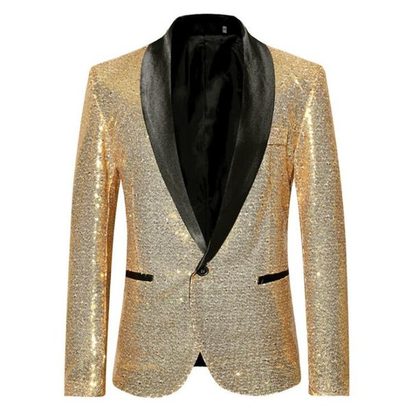 

2019 men new gold silver sequin shiny blazers suit jacket men fashion night club dj stage performances wedding party jacket coat, White;black
