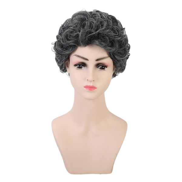 

10'' women short bouncy curly resistant synthetic wig for cosplay, Black