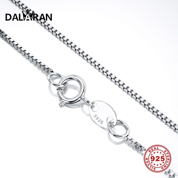 

dalaran 100% genuine 925 sterling silver chain necklace classic basic long lobster clasp box chain necklace jewelry 40/45cm