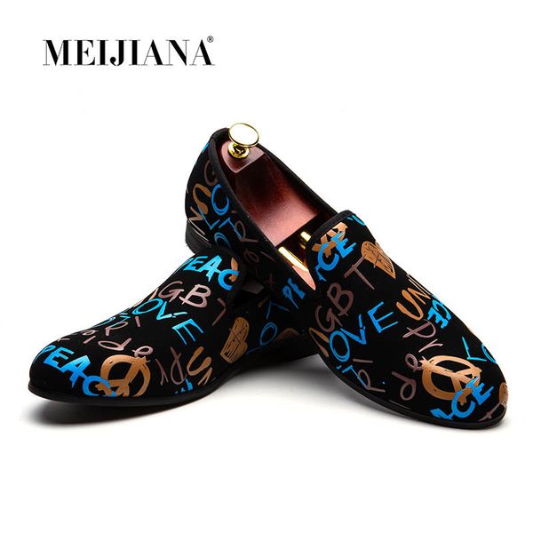 

meijiana fashion casual shoes men loafers brand men shoes 2019 new colorful graffiti party shoes t200111, Black