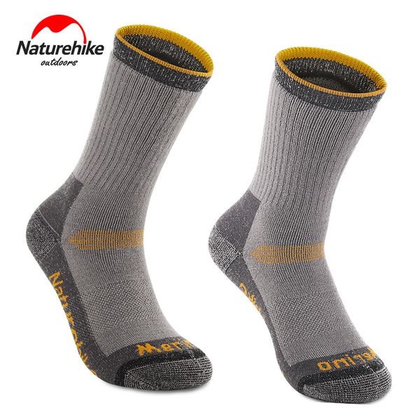

naturehike men's winter thermal merino wool hiker boot sock full cushion hiking & trekking socks for outdoor camping cycling, Black