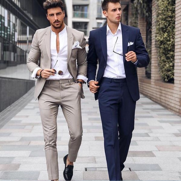 

classy wedding tuxedos mens suits slim fit men two pieces groomsmen attire groom outfit formal wear, Black;gray