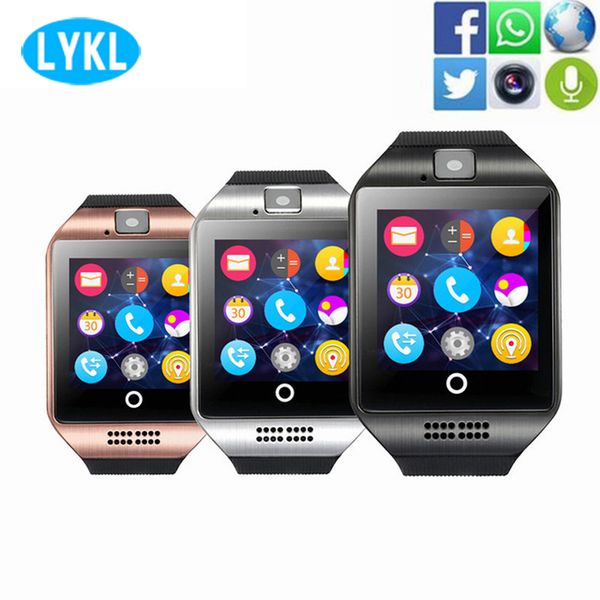 

smart watch q18 bluetooth smartwatch facebook whatsapp twitter sync support sim card fitness tracker wristwatch for ios android, Slivery;brown