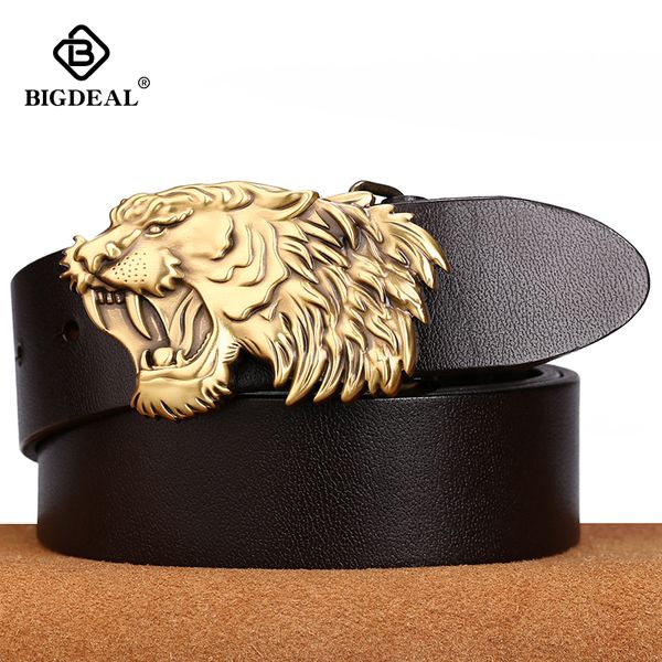 

bigdeal men's genuine leather belt designer belts men luxury strap male belts for men fashion pin buckle for jeans, Black;brown