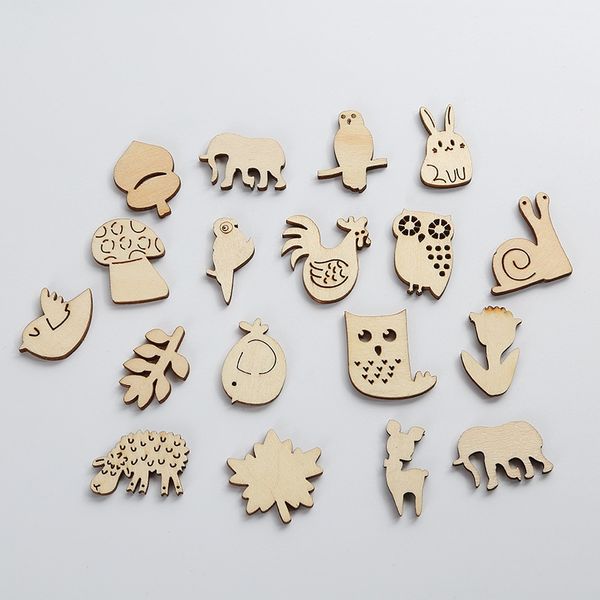 

50pcs christmas assorted animal wooden hollow-out slices diy craft ornaments for christmas theme party home decor supplies