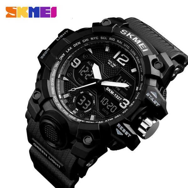 

new skmei fashion casual sport watch men digital chrono 5bar waterproof watches dual display wristwatches relogio masculino, Slivery;brown