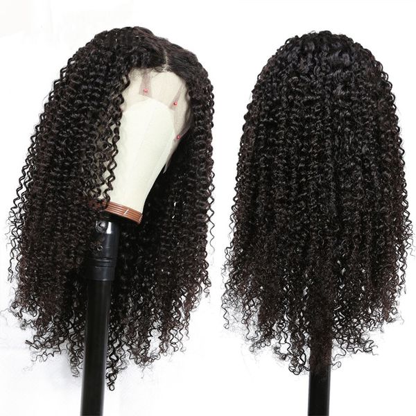 

13x6 afro kinky curly wigs with baby hair 100% brazilian vrigin hair pre plucked curly wigs for black women, Black;brown