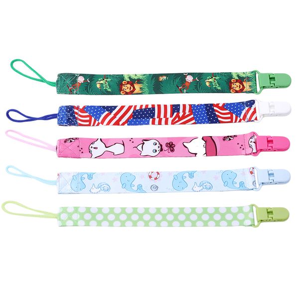 

1pc baby care pacifiers nipples clip chain infant child cuddly plush soother chain animal carton baby teether