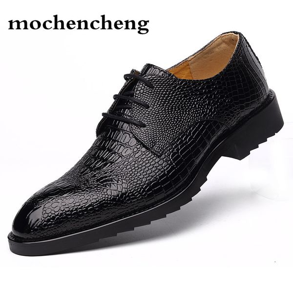 

2018 new crocodile genuine leather adults casual shoes cow leather breathable business man dress shoes cool european man flats, Black
