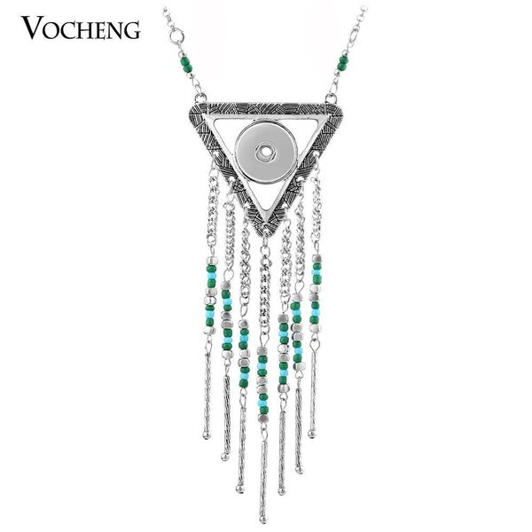 

vocheng noosa sweater necklace ginger snap jewelry 18mm triangle tassel pendant jewelry nn-360, Silver
