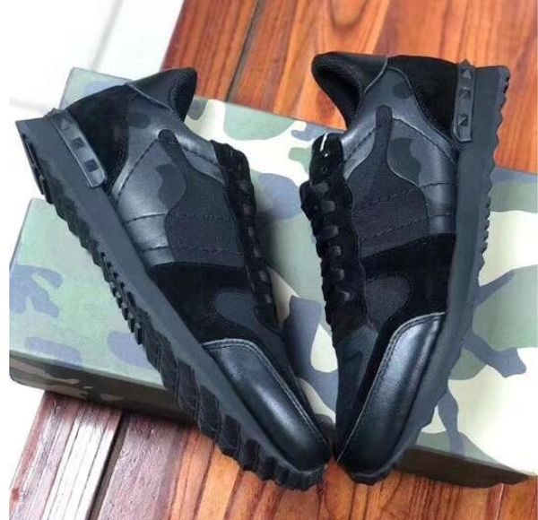 

new shoes fashion stud camouflage sneakers shoes footwear women flats luxury designer rockrunner trainers casual shoes o8 t05, Black