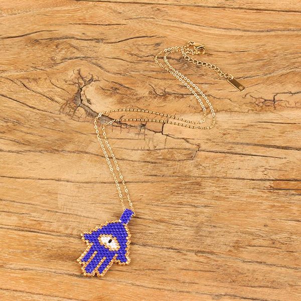 

balibali necklace lucky hamsa hand miyuki evil eye necklaces gold chain seed beads women jewelry, Silver