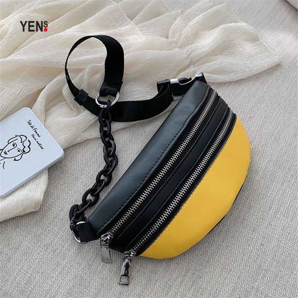 

acrylic chain chest bag women fashion belt bag designer waist bags leather portable waist packs women small messenger bag new
