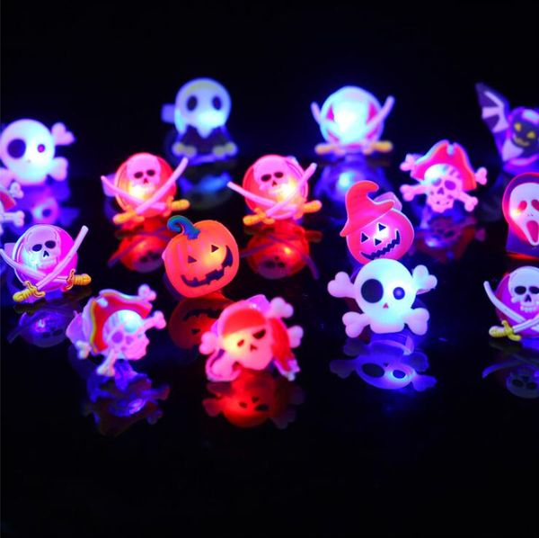 

pumpkin luminous finger ring halloween bat ghost funny plastic rings skull toys party favors gifts halloween props supplies