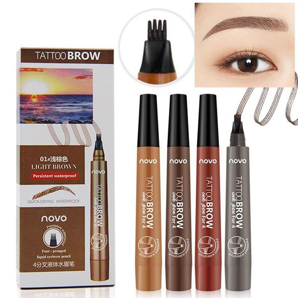 

4-fork waterproof long lasting liquid eyebrow pen sweat proof makeup cosmetic new