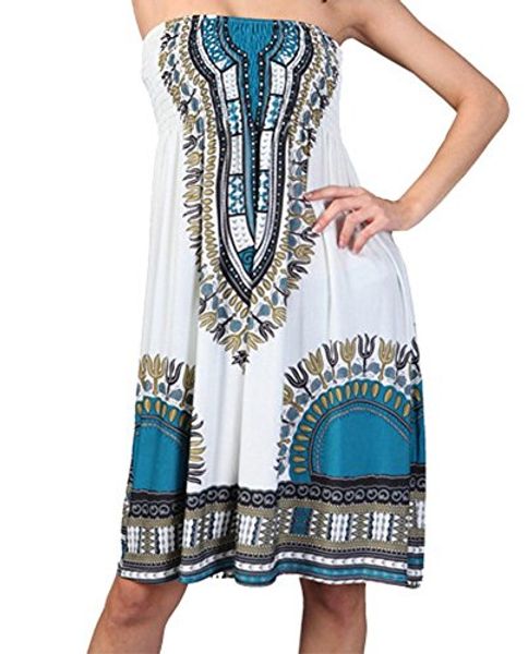 

women's beach dress bohemian style print strapless summer dress, Black;gray