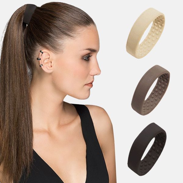 

6.5cm metal inside foldable silicone hair bands to make long hair styling ties ponytail holders tools