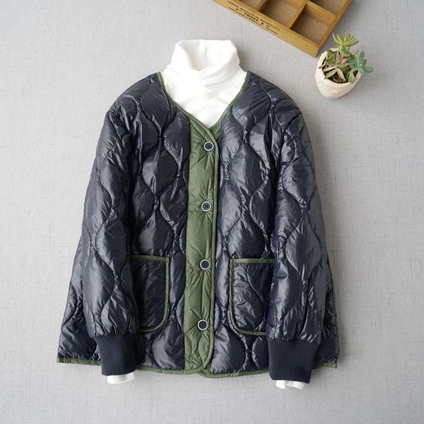 

winter autumn new arrivals women brief all-match japanese style color contrast short comfortable warm white duck down jackets, Black