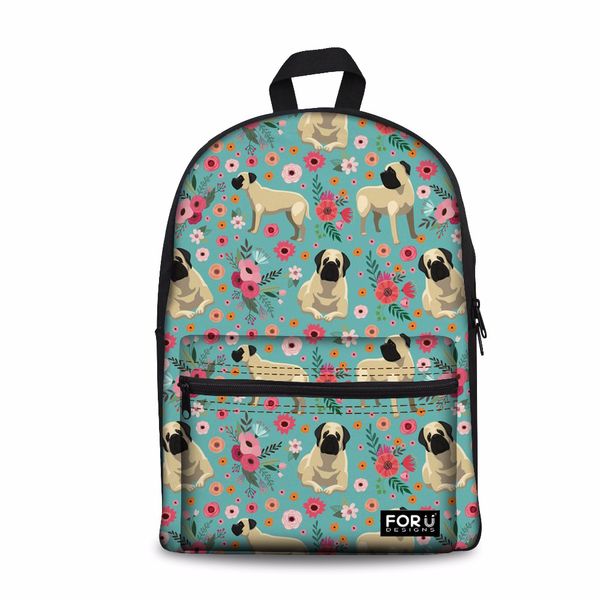 

customized backpack female mastiff flower printing large lapbackpacks for girls cute school bagpack women travel bag bolsas
