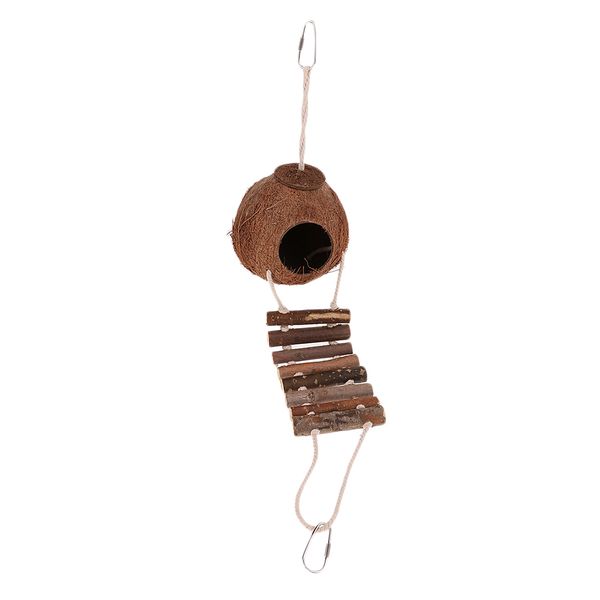 

naturals coco hideaway with ladder bird toy for pet parrot feeder toy