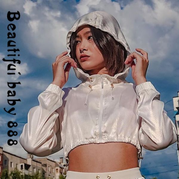 

2019 new autumn street casual wild thin crop coat fashion active wear mujer harajuku white chiffon hoodie womens, Black