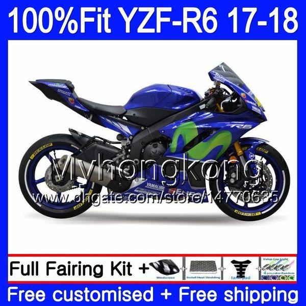 Movistar Corpo iniezione blu caldo per YAMAHA YZF600 YZF R6 YZFR6 2017 2018 248HM.9 YZF 600 YZF R 6 YZF-600 YZF-R6 17 18 Kit carenature + 7Gifts