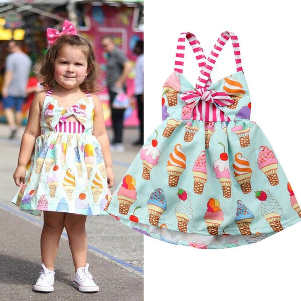 

ice cream toddler baby girls party halter backless tutu dress sundress, Red;yellow