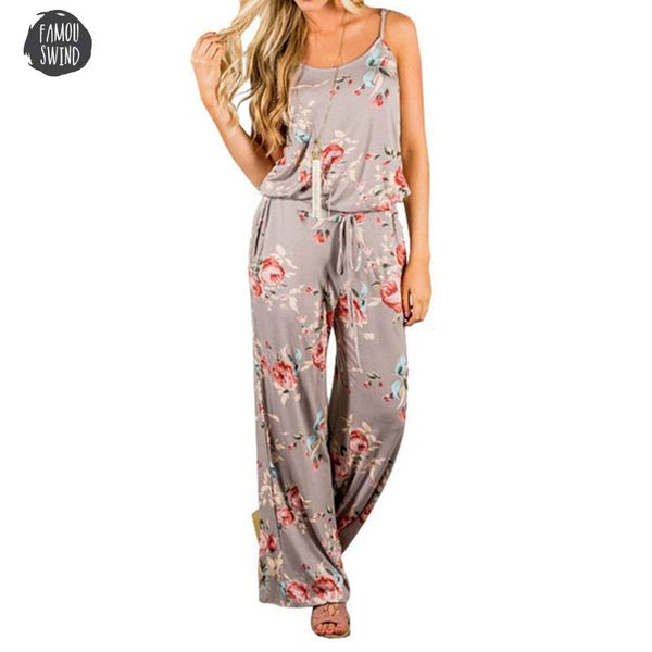 

women floral jumpsuit spaghetti strap long fashion playsuits casual beach wide leg pants jumpsuits overalls gv736, Black;white