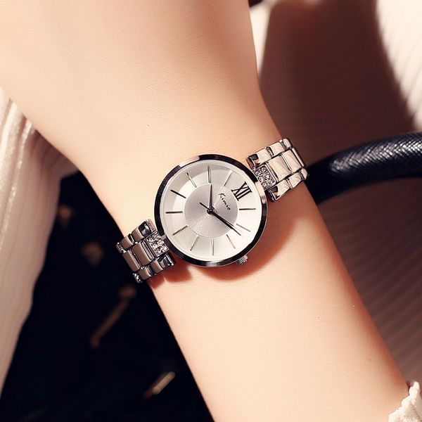 

2018 casual kimio brand ultra light stainless steel jewelry alloy shine quartz watch women wristwatch bracelet for gift, Slivery;brown