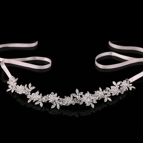 

silver crystal shiny hairbands wedding bridal hair jewelry leaves rhinestone beads hair ornament accessories for girl, Golden;white