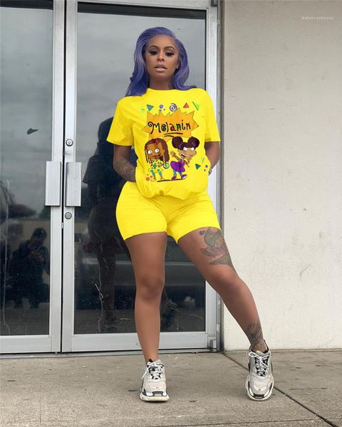 

clothing sets fashion sport casual tracksuits cartoon and letter print panelled woman summer suits women 2pcs designer comfortable, Gray