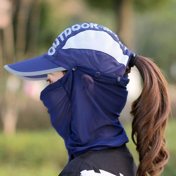 

summer sun hat windproof sunscreen fashion multicolor choice detachable wild windproof sports sun hat #f, Blue;gray