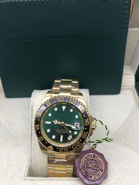 

with original box luxury watches automatic mechanical movement 18k ii ceramic bezel 116713 green dial watch mens watches, Slivery;brown