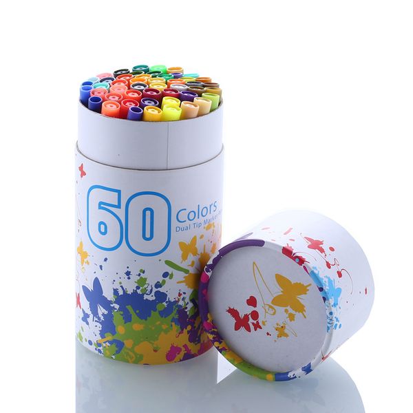 

60 colors art markers pens drawing painting fineliner dual tips brush pen for watercolor calligraphy sketching school supplies