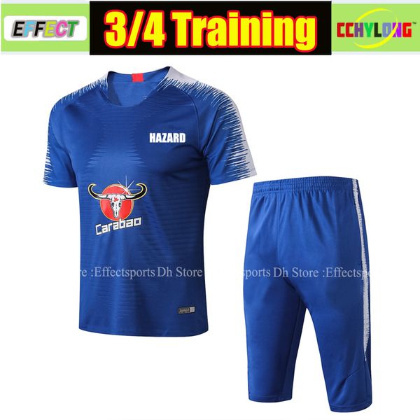 

2019 Survetement HAZARD Soccer Training Suit Kit 18/19 Short Sleeve 3/4 Pants PEDRO WILLIAN Giroud Football Tracksuit uniform Shirt