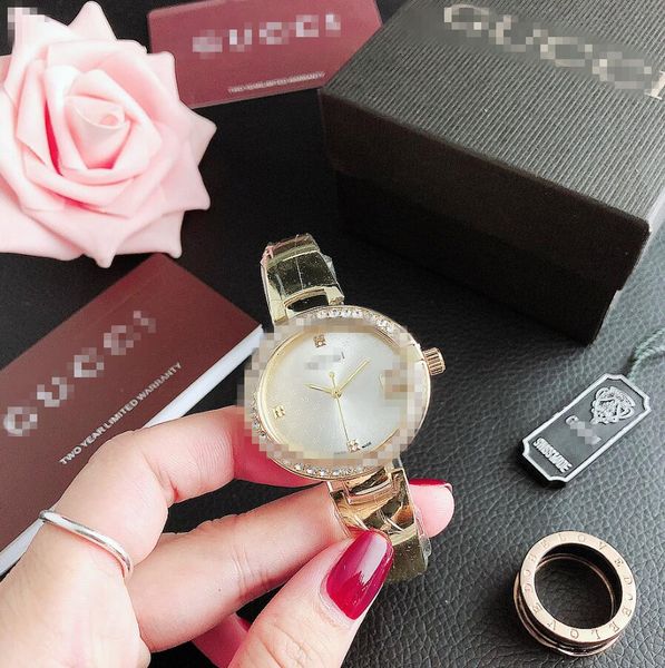 

women fashion rhinestone watches lovers gÃ»ccÃ¬ quartz watch men's fashion watch dazzling color electroplated star letter dial design lux, Slivery;brown