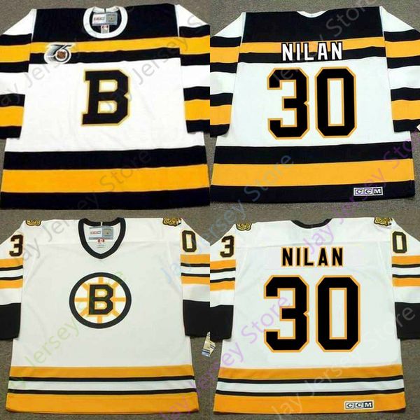

Custom CHRIS NILAN Boston Bruins 1992 CCM Vintage Throwback Home Hockey Jersey