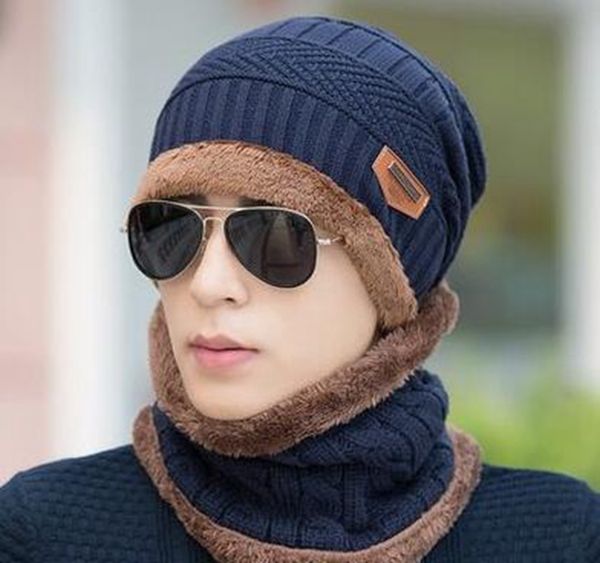 

men beanie scarf set soft women winter warm knitted hat with scarf children outdoor sport set ooa7310, Blue;gray