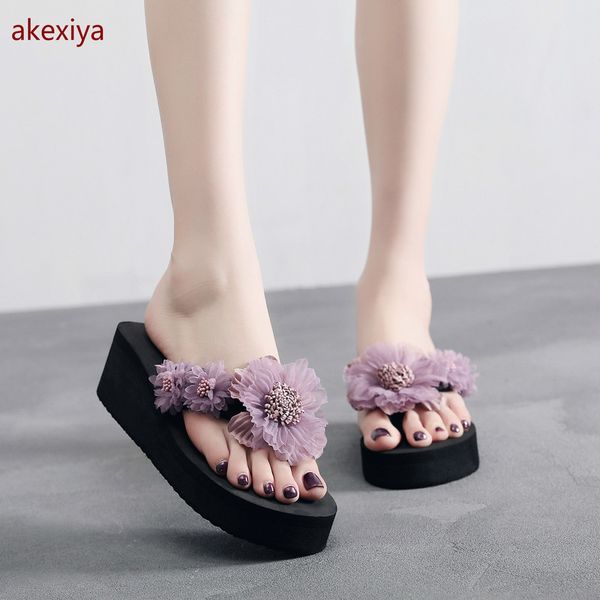 

summer new peony women slippers 2020 bohemian style women's shoes fashion women's casual comfortable wild women slippers, Black