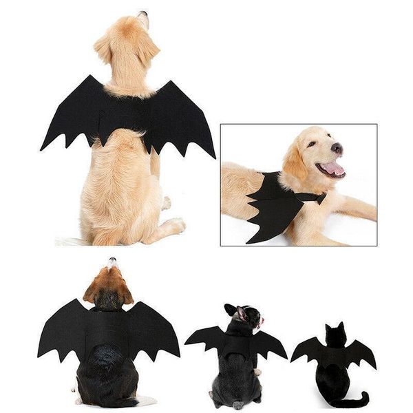 

fashion pet cosplay clothes dogs cats halloween costume black bat wings harness