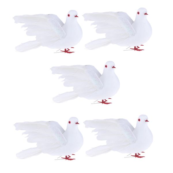 

5 pcs foam feathered artificial white dove/ pigeon bird decorarive home garden diy