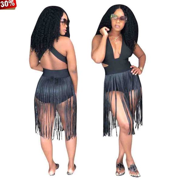 

jumpsuit backless romper bodysuit tassel body 2019 women sleeveless v-neck open back zip bodysuit rompers party club outfit, Black;white