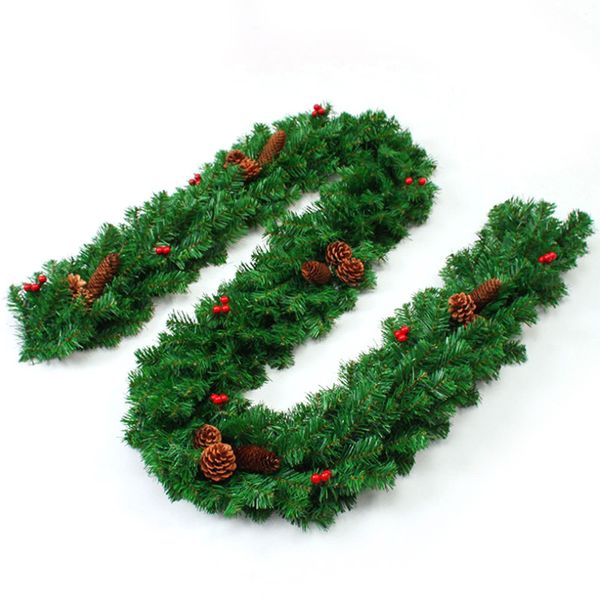 

2.7м искусственный зеленый венки рождество сосна garland камин венок для xmas new year tree home party decoration